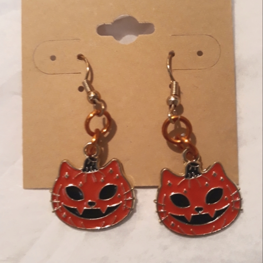 Spooky Halloween Cat Earrings Handmade NEW